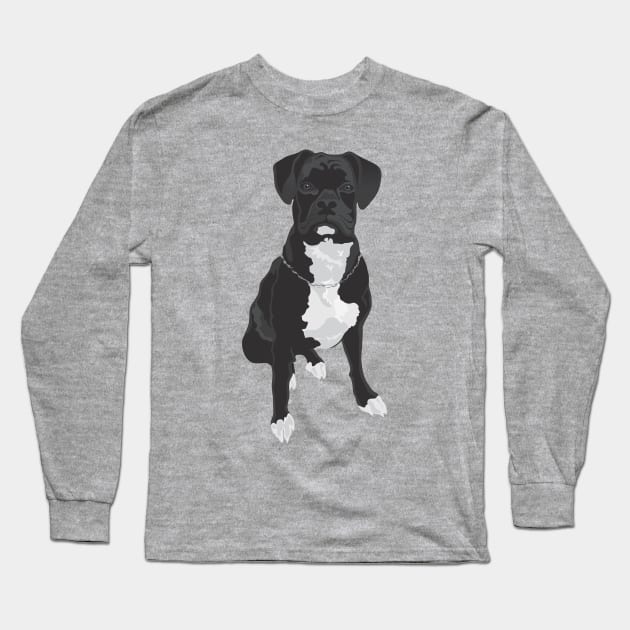 The Black & White Boxer Long Sleeve T-Shirt by The Cuban Witch